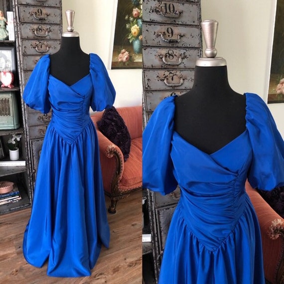 Vintage 1980's Royal Blue Princess Dress Small