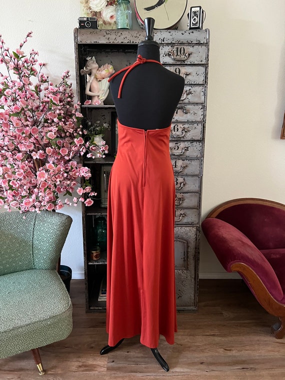 1970's Burnt Orange Halter Top Sundress S/M - image 4