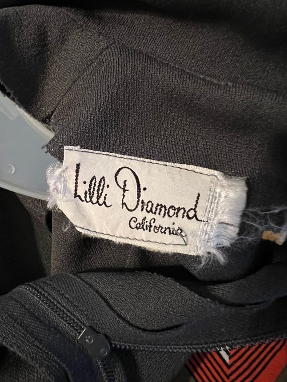 1960's 70's Lilli Diamond Dark Grey Dress M/L - image 8