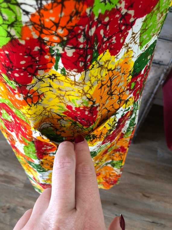 Vintage 1960's 70's Autumnal Print Dress XS - image 5