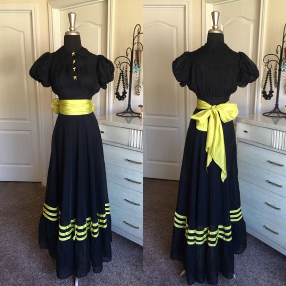Vintage 1930's Black and Chartreuse Three Piece Go