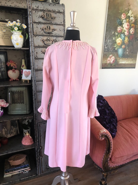 Vintage 1960's 70's Baby Pink Dress M/L - image 7