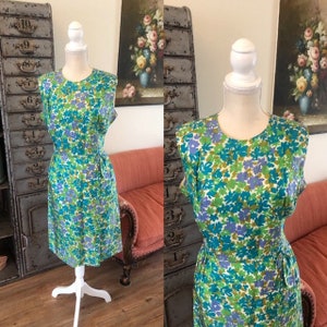 Vintage 1960&#39;s Floral Print Dress M/L