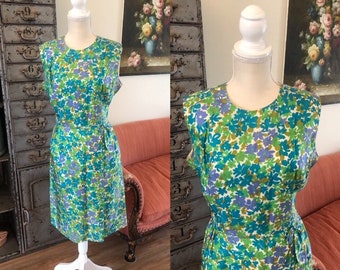 Vintage 1960's Floral Print Dress M/L