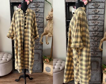 Vintage 1950's Plaid Swing Style Housecoat Medium-XL