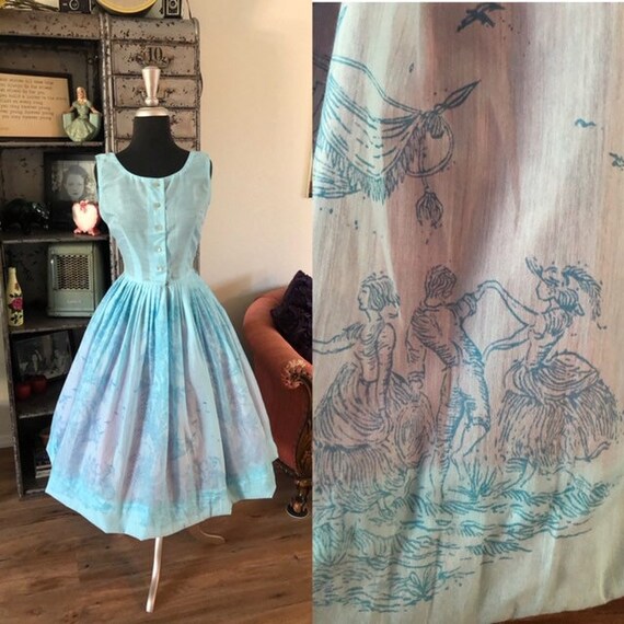Vintage 1950's Designer L'AIGLON Light Blue Semi S