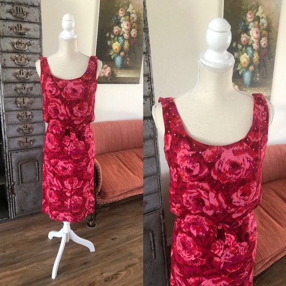 Vintage 1950's 60's Jerry Gilden Pink Rose Cocktai
