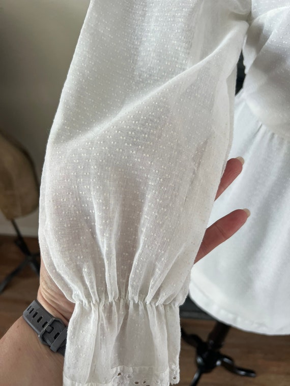 Vintage 1960's 70's White Swiss Dot Mini Dress Me… - image 8