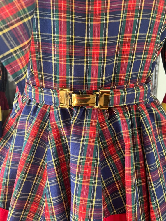 1970's 80's Red and Blue Plaid Square Dance Dress… - image 3