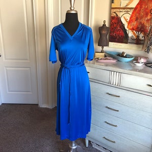 Vintage 1970's Royal Blue Day Dress Medium - Etsy