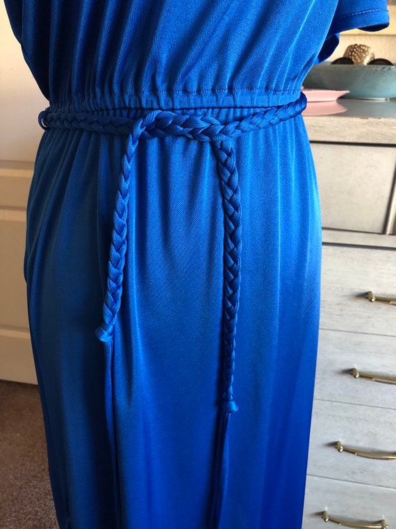 Vintage 1970's Royal Blue Day Dress Medium - image 6