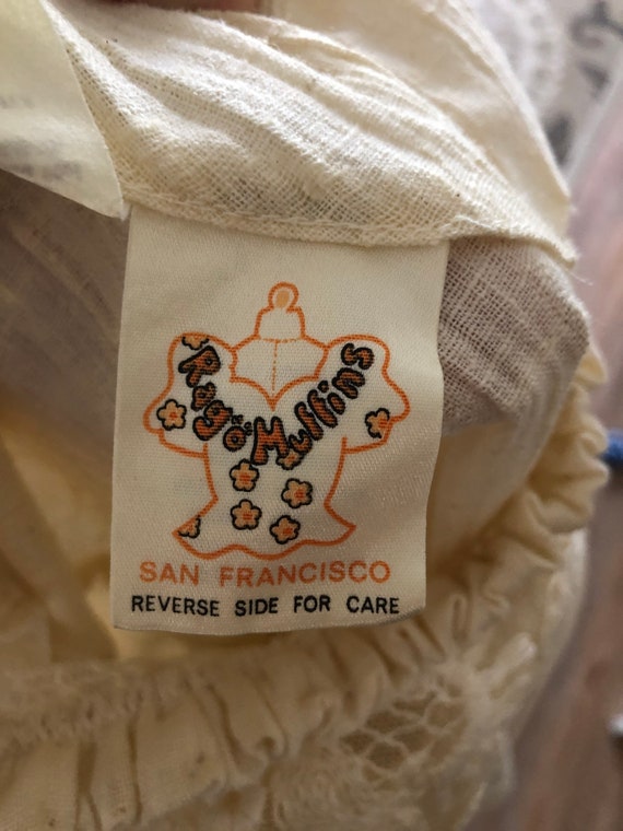 Vintage 1970's Off White Gauzy Cotton Blouse Medi… - image 5