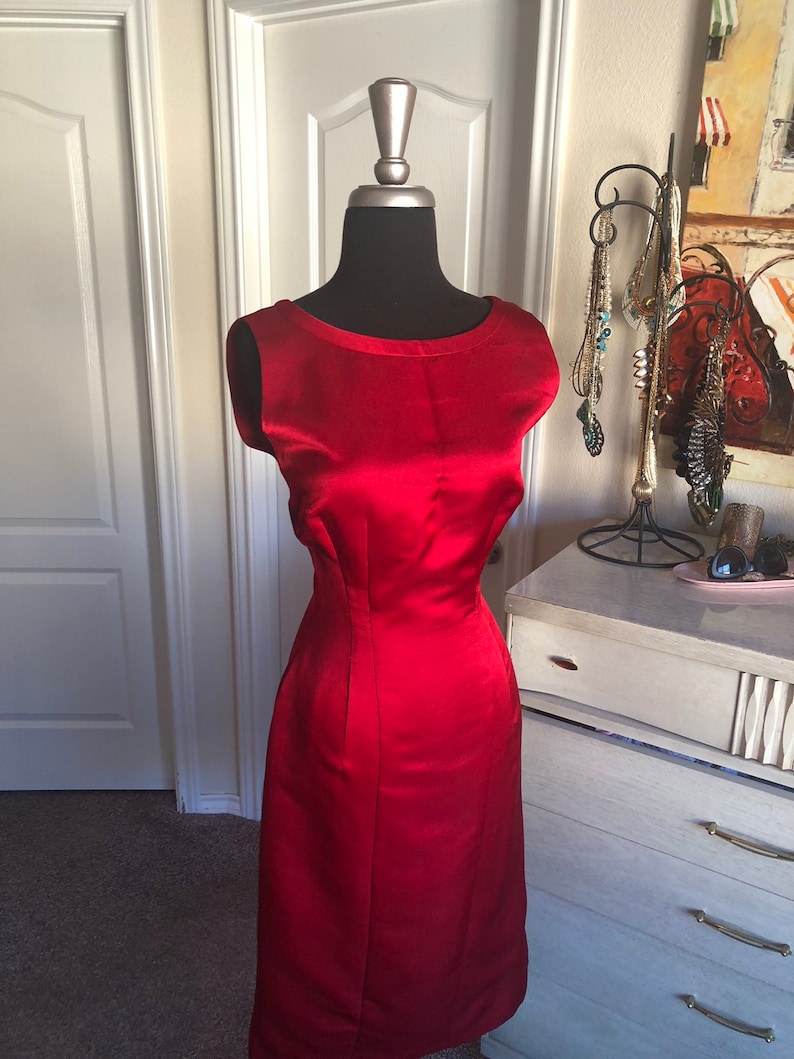 Vintage 1950's 60's Cranberry Red Fitted Dress and | Etsy