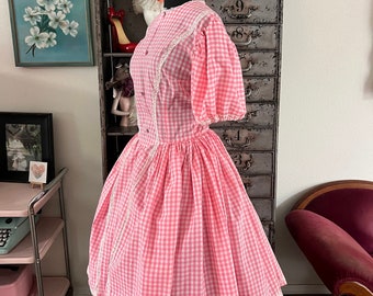 60s 70s gingham check western dress - メルカリ