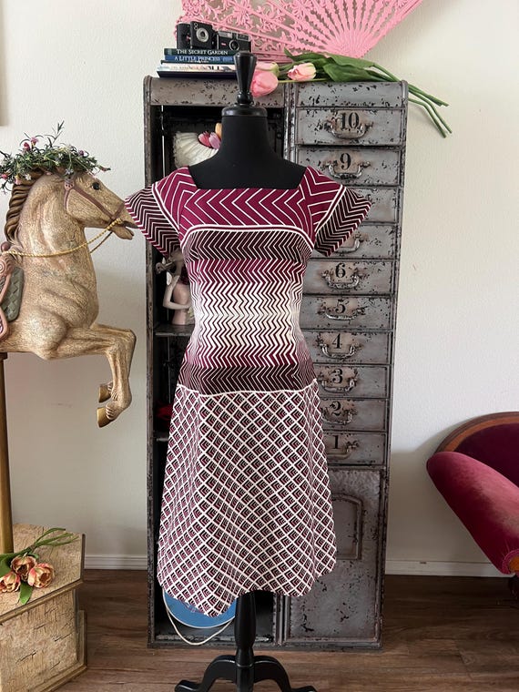 Vintage 1970's Designer Adele Simpson Burgundy an… - image 7