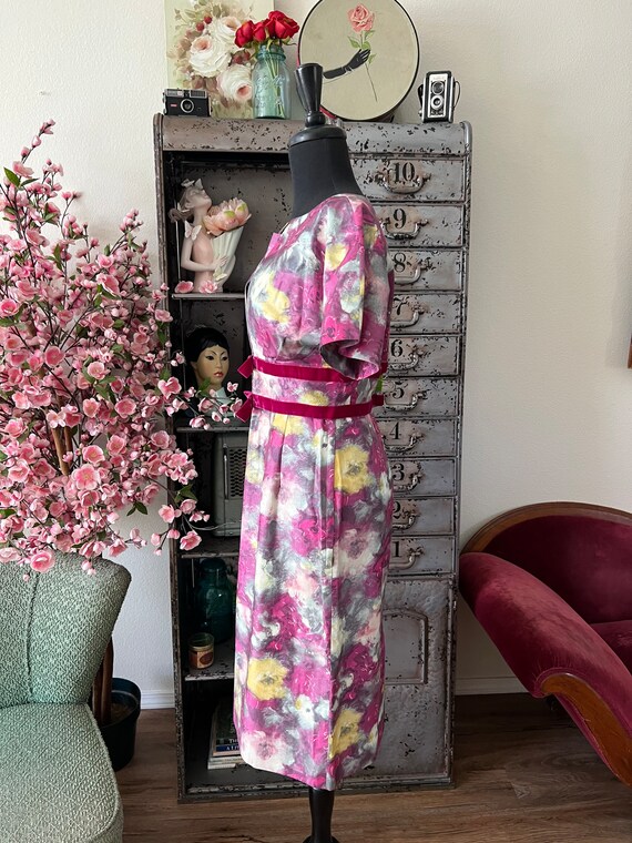 1950s Purple Floral Dress