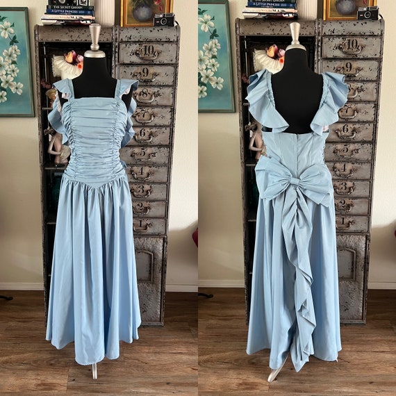 Vintage 1980's Blue Cinderella Gown Large