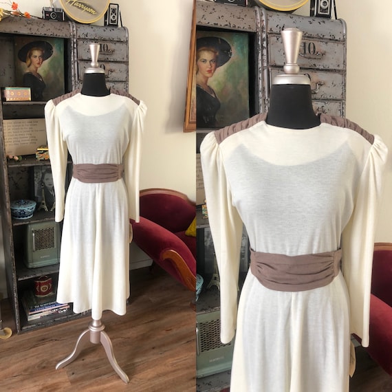 Vintage 1980's Cream Dress Large NWT - image 1