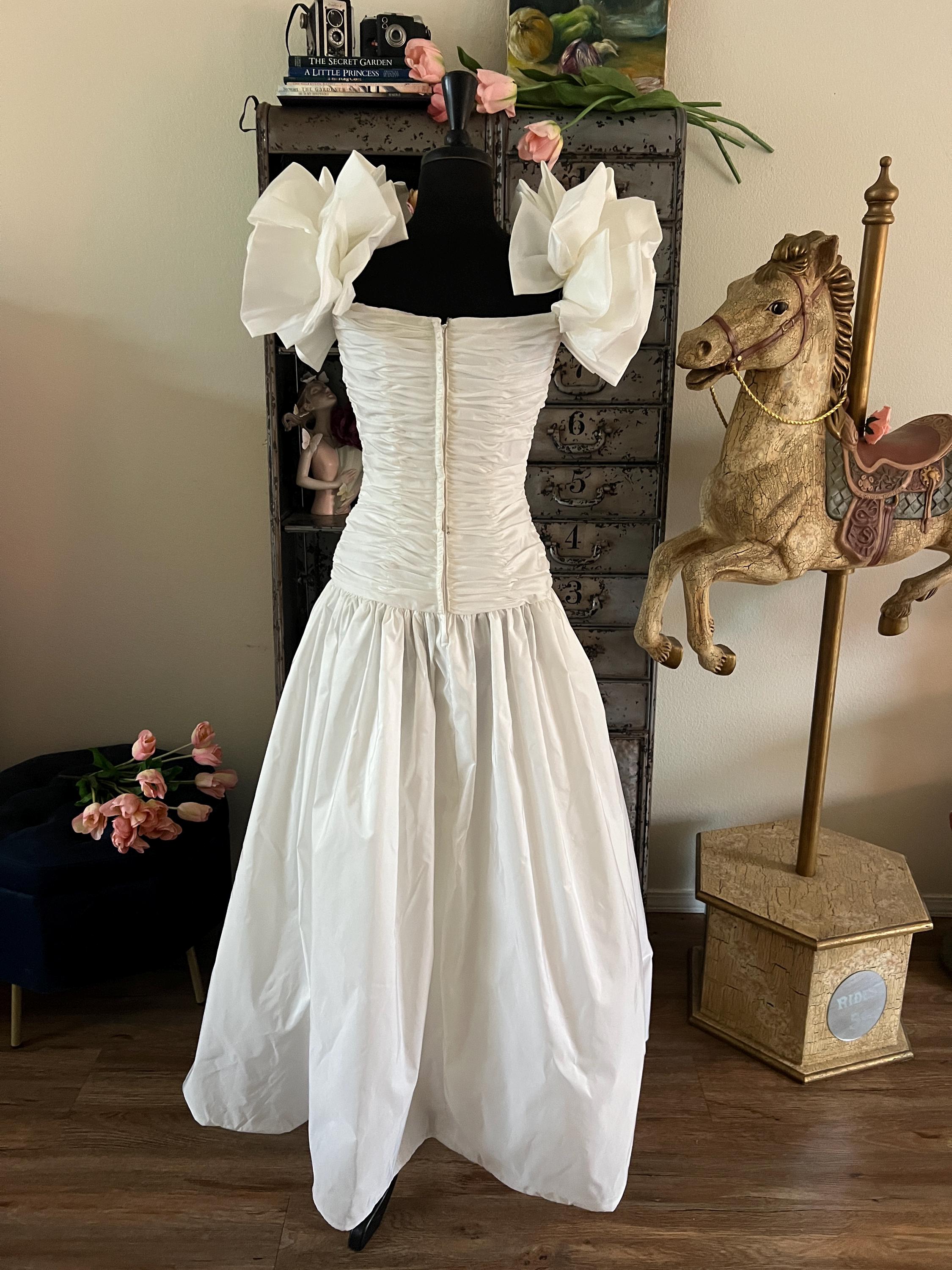 Vintage Late 1980's Early 90's Victor Costa White Wedding Gown