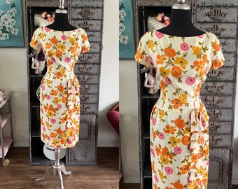 Vintage 1960's Floral Print Dress S/M