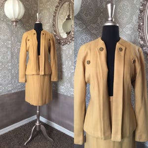 Vintage 1940's 50's Tan Wool Skirt and Jacket Suit - Etsy