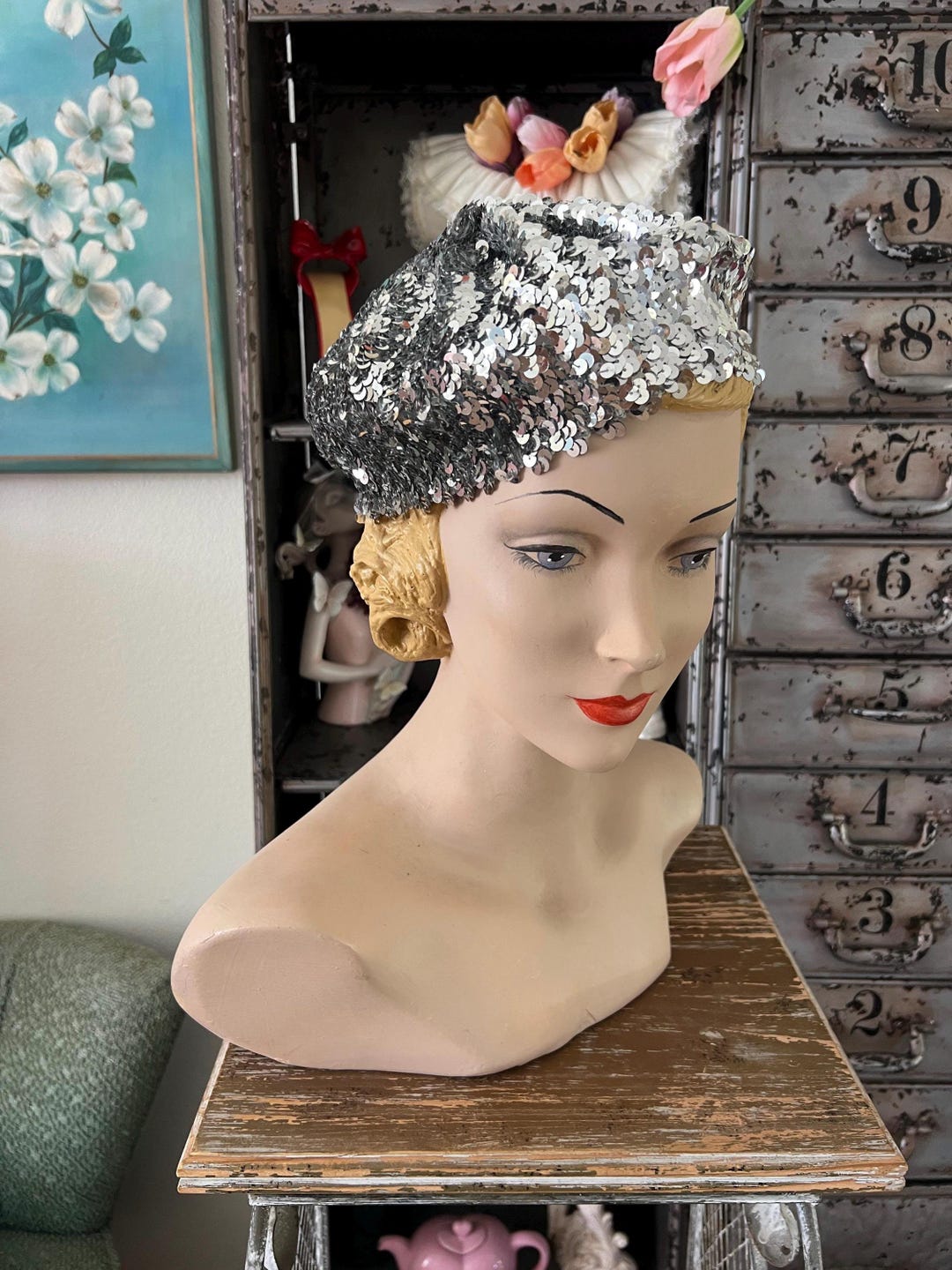 70s Taupe Knit Beret
