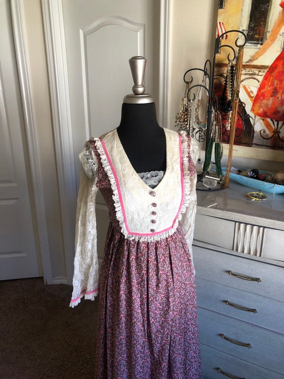 Vintage 1970's Candi Jones Prairie Style Dress XXS - image 2