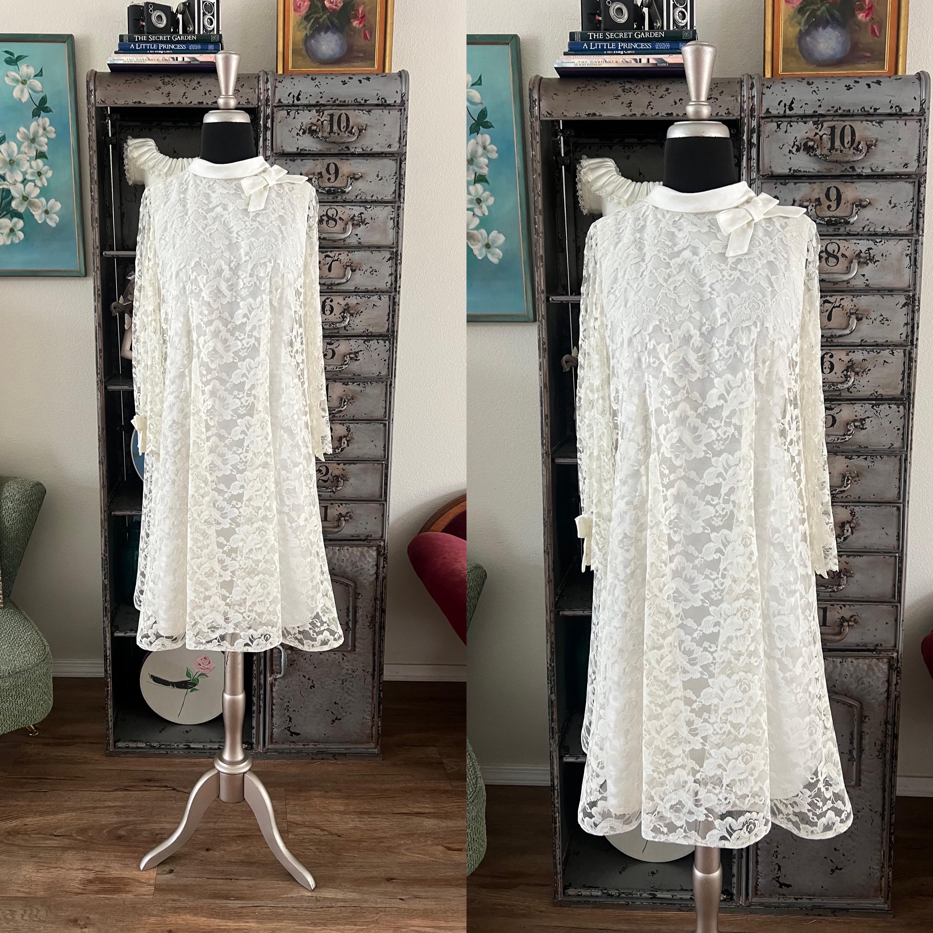 Vintage 1960's White Lace Dress Medium - Etsy
