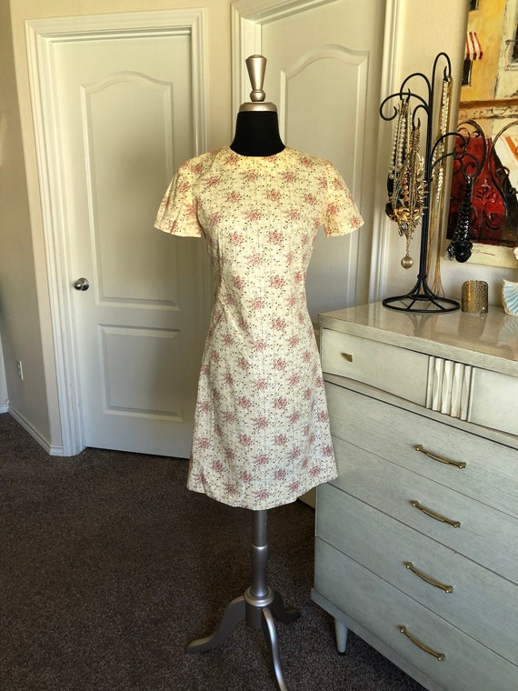 Vintage 1960's Floral Shift Dress S/M - image 7