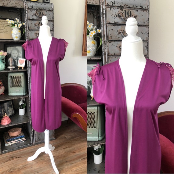 Vintage 1970's 80's Purple Nightie Cover S/M - image 1