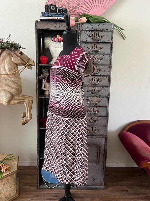 Vintage 1970's Designer Adele Simpson Burgundy an… - image 6