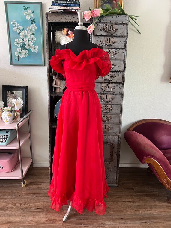Vintage 1980s Red Stripe Maxi Dress