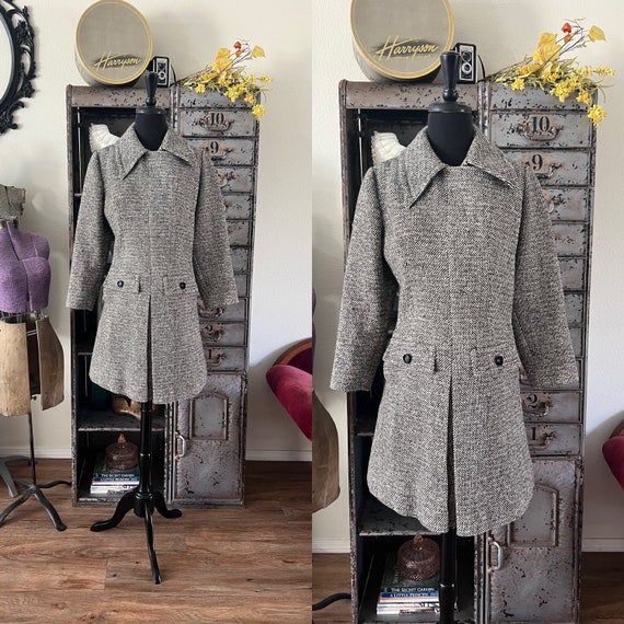 Vintage 1970's 80's Gray Wool Winter Coat Small - image 1