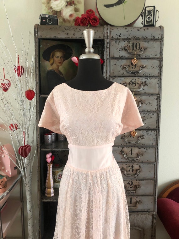 1950's 60’s Pink Floral Lace Dress XL/XXL - image 2