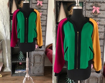 Vintage 1980's 90's Lilli Ann Color Block Jacket Large