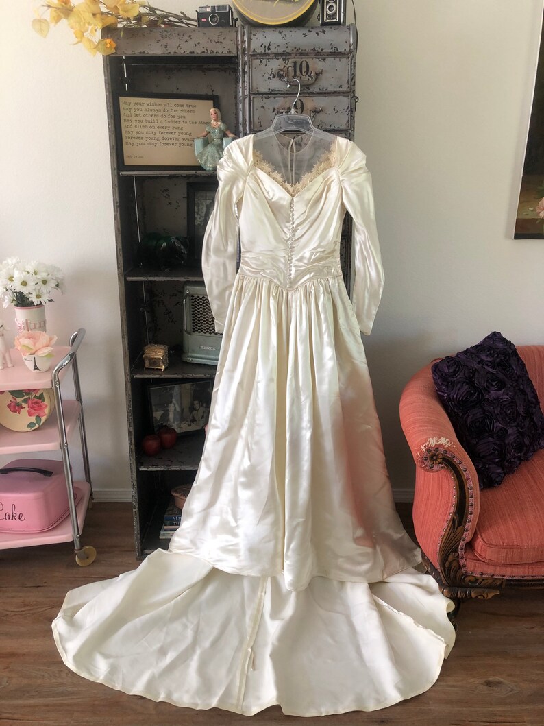 Vintage 1950's Designer Emma Domb Satin Wedding Dress XS | Etsy