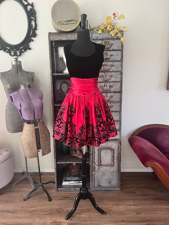 1990's Scott McClintock Black and Red Party Dress… - image 2
