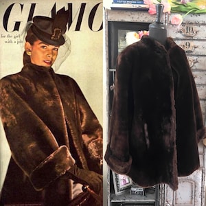 1940-50s US fur coat ファーコート ギャングコート ムートン Vintage