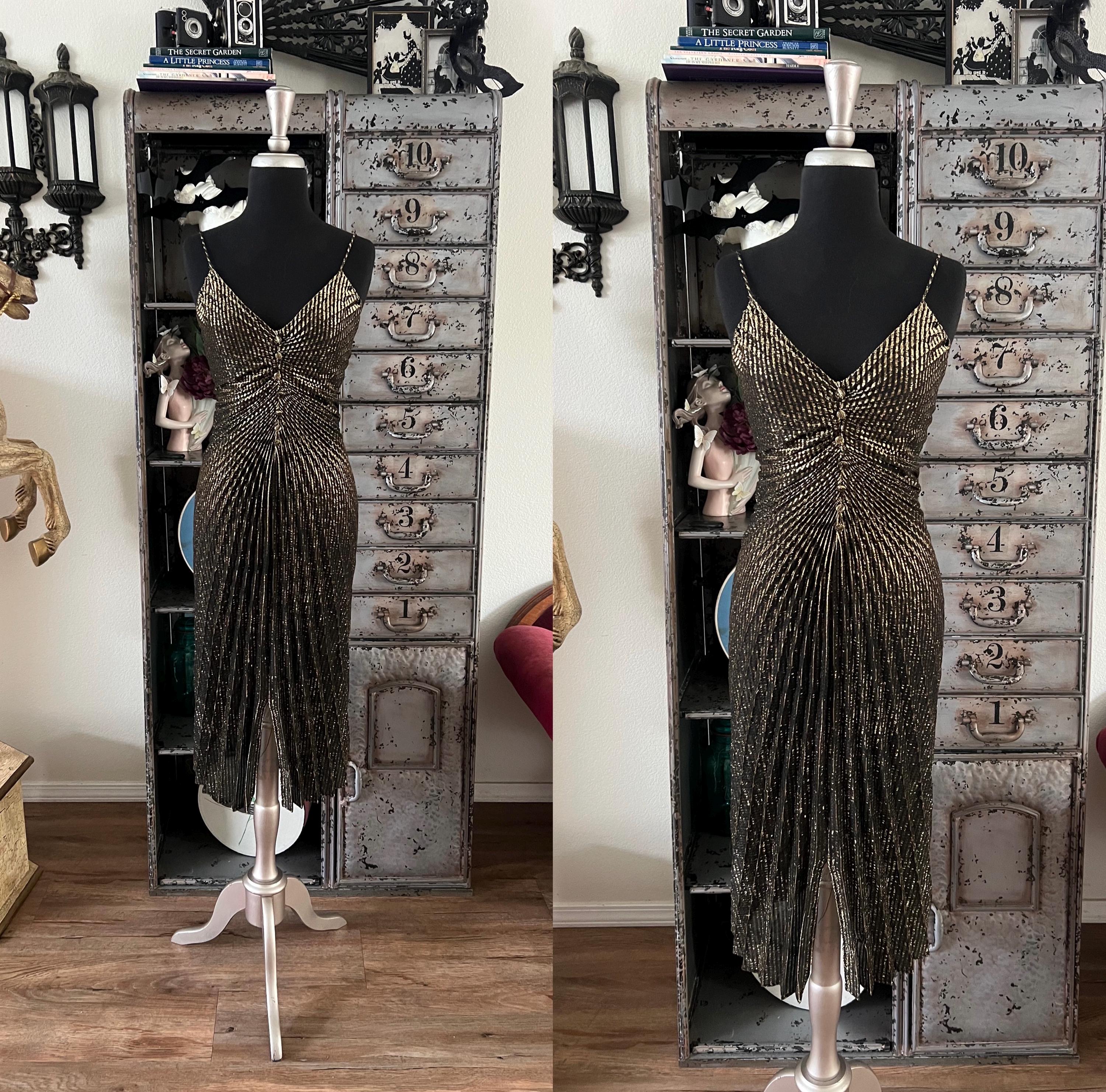 Robe Travilla Années 80 Taille M - Manches Longues, Corsage Perlé, Noir, Vintage En Excellent état