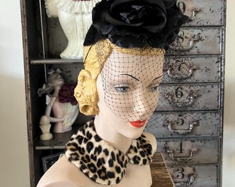 Vintage Camelot New York Black Woven Hat w/ Netting Union Made USA Vintage Camelot New York Black Woven Hat W/ Netting Union  main image 3