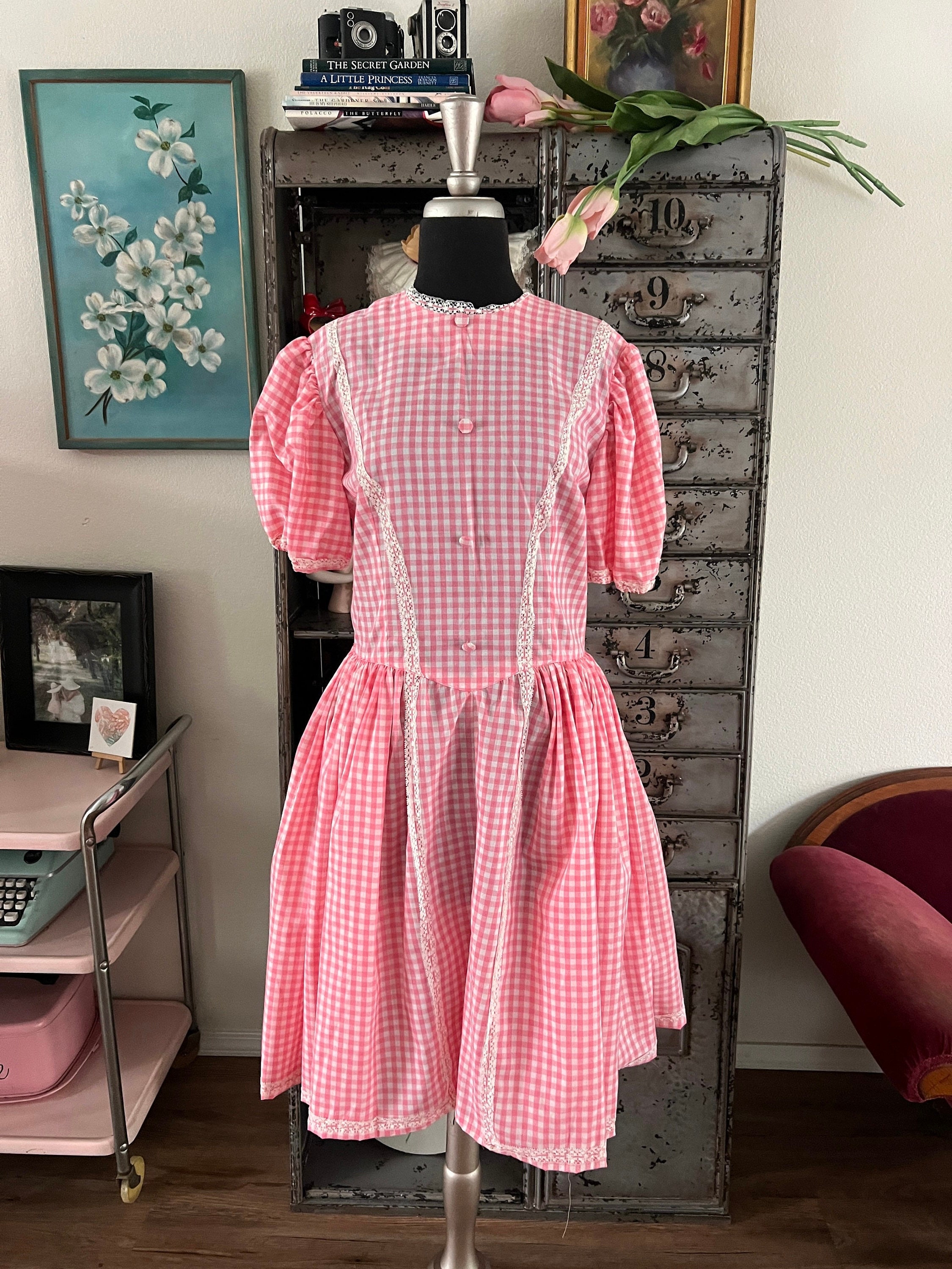 60s 70s gingham check western dress - メルカリ