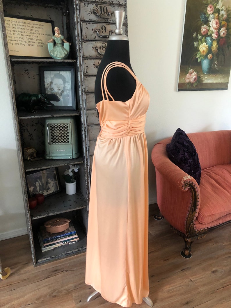 Vintage 1970's Peach Floor Length Dress XXS | Etsy