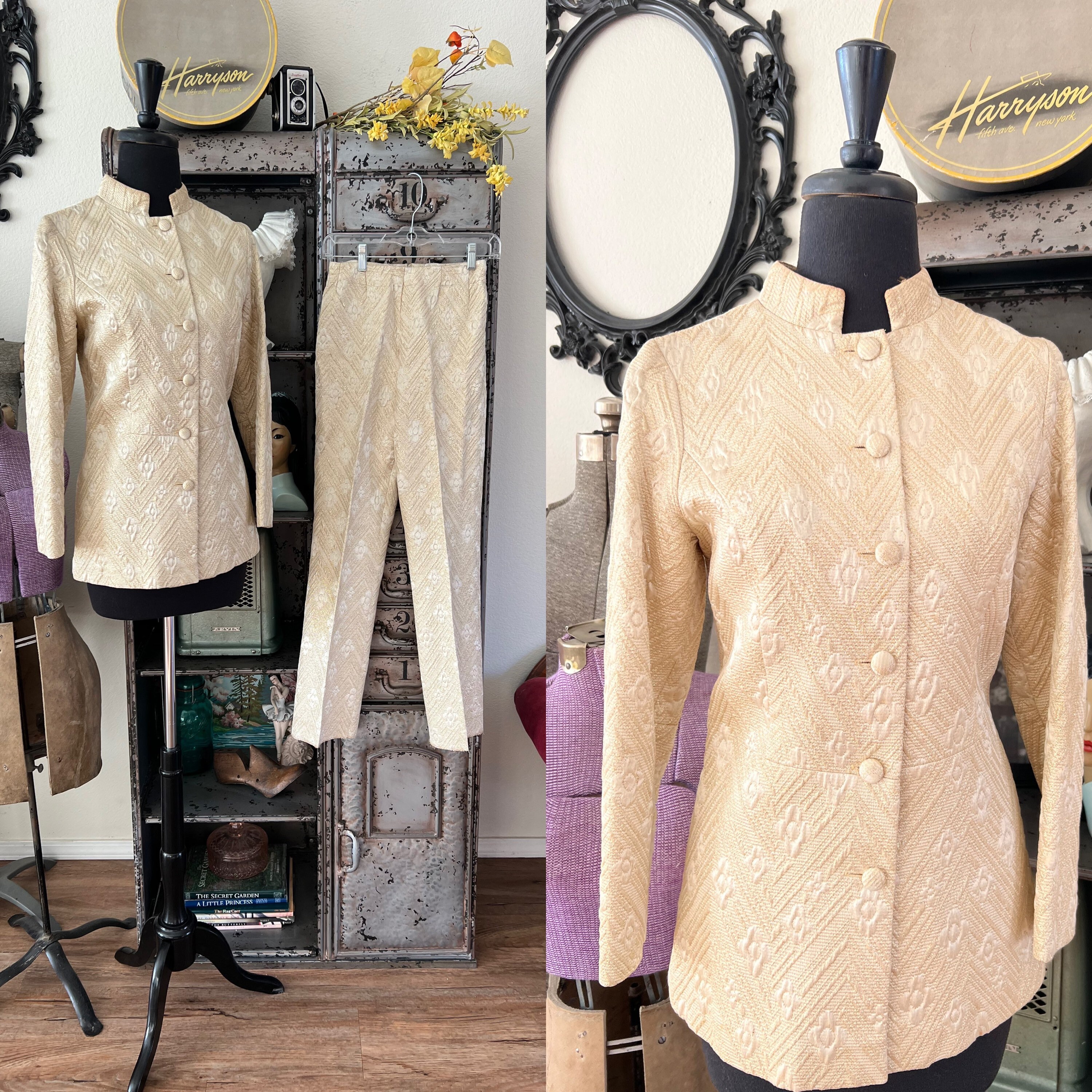 Vintage 1960's I.magnin Metallic Gold Jacket and Pants Set XS - Etsy