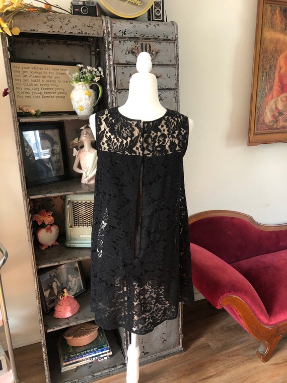 Vintage 1960's Black Lace Babydoll/Tent Style Dre… - image 4