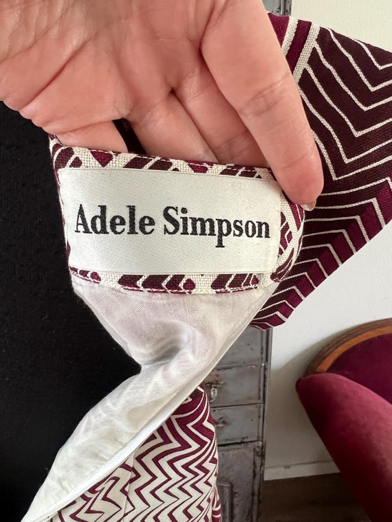 Vintage 1970's Designer Adele Simpson Burgundy an… - image 3