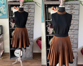 Vintage 1960's 70's Black and Brown Dress Medium