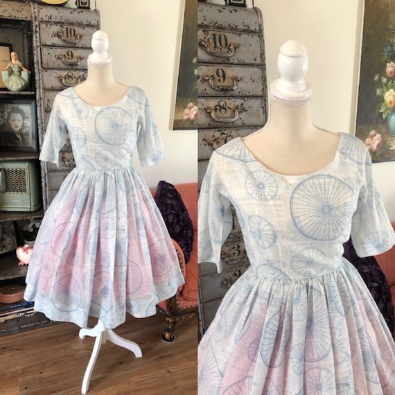 Vintage 1950's Jonathan Logan Light Blue Newspaper