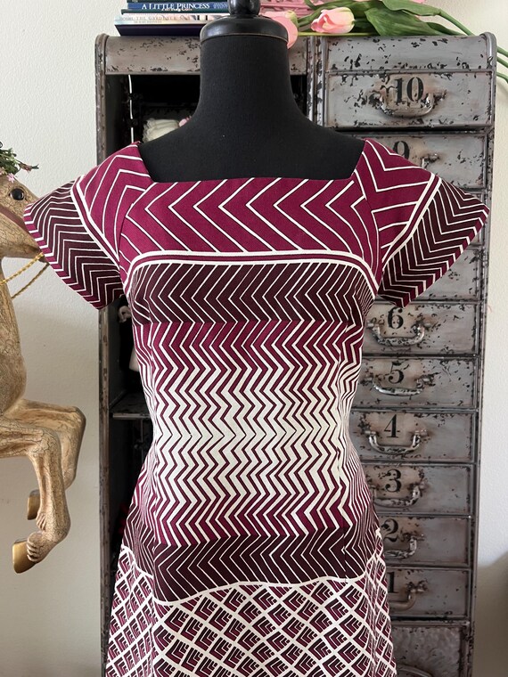 Vintage 1970's Designer Adele Simpson Burgundy an… - image 2