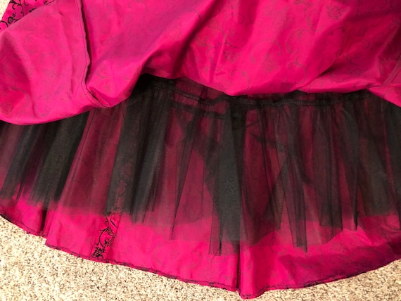 Vintage 1980's 90's Gunne Sax Black and Magenta D… - image 4