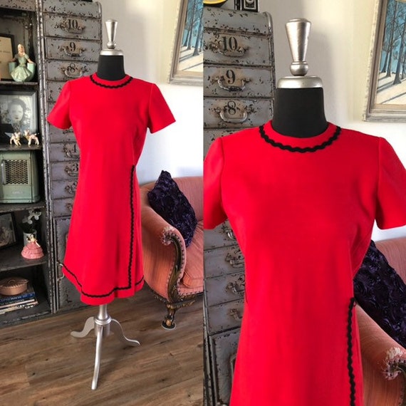Vintage 1960's 70's Red Scooter Dress S/M